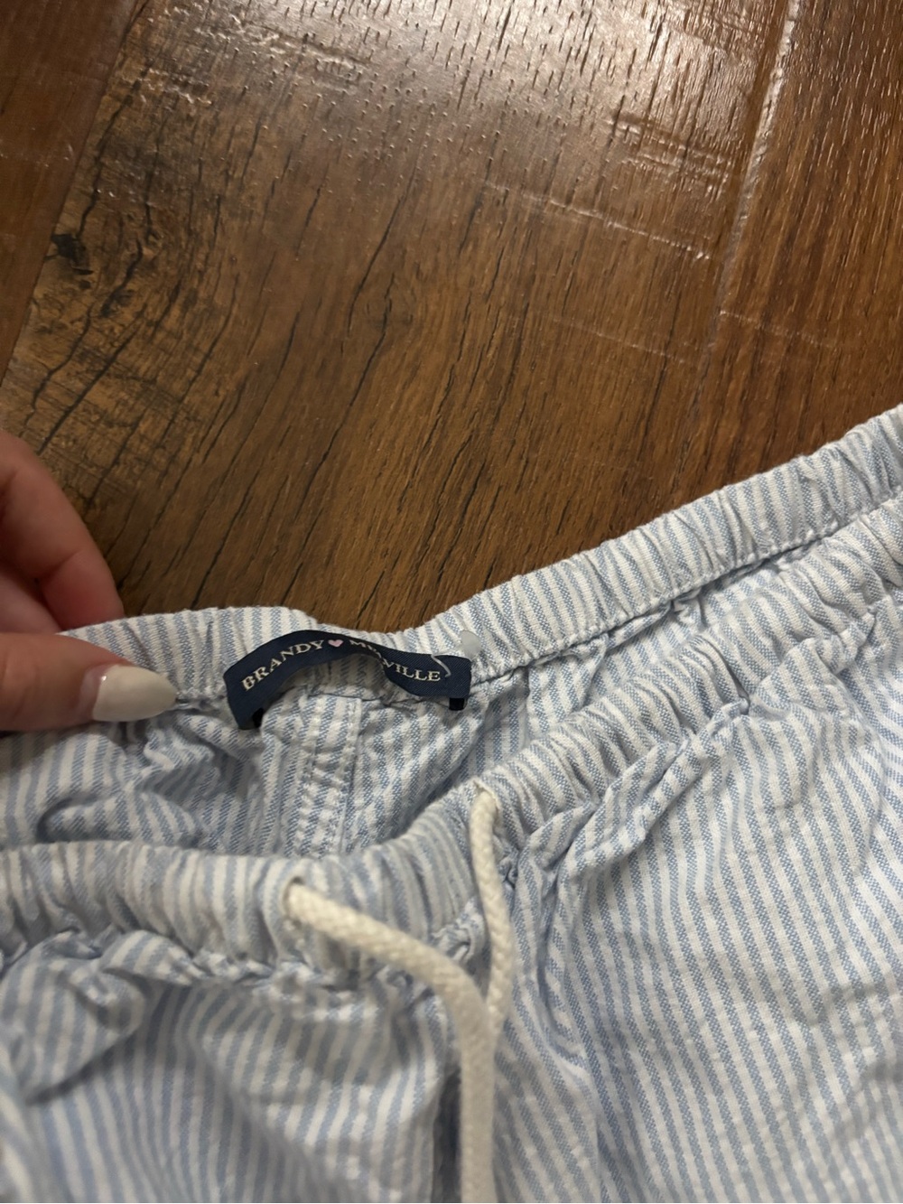 Brandy Melville Light Blue & White Striped linen pants